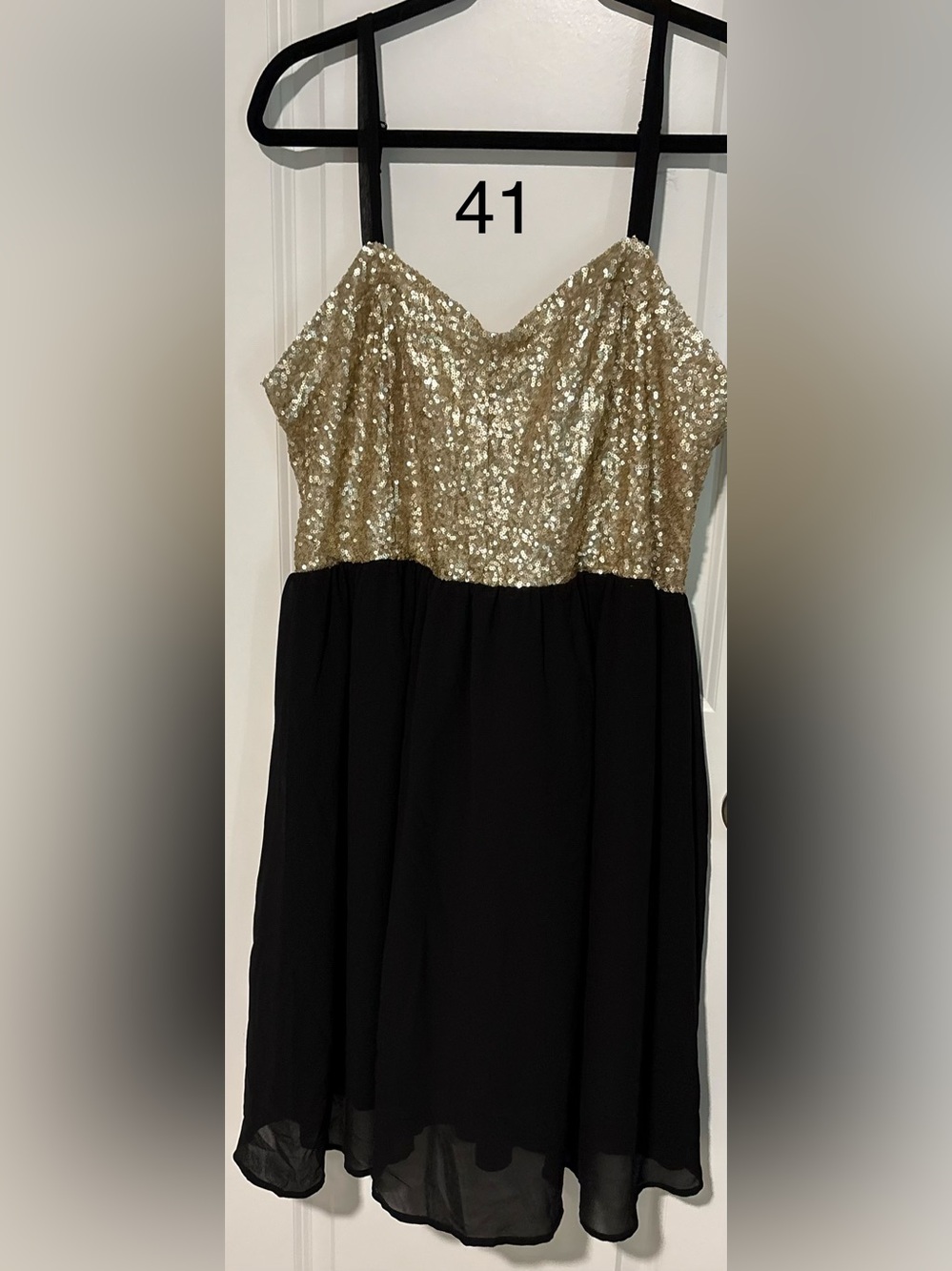 Women’s Gold Sequin & Black Party Dress